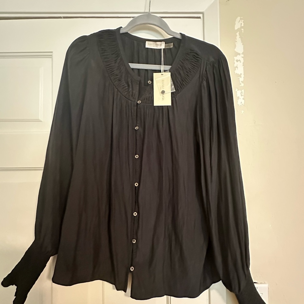 NWT Ramy Brook Black Button-Up Blouse